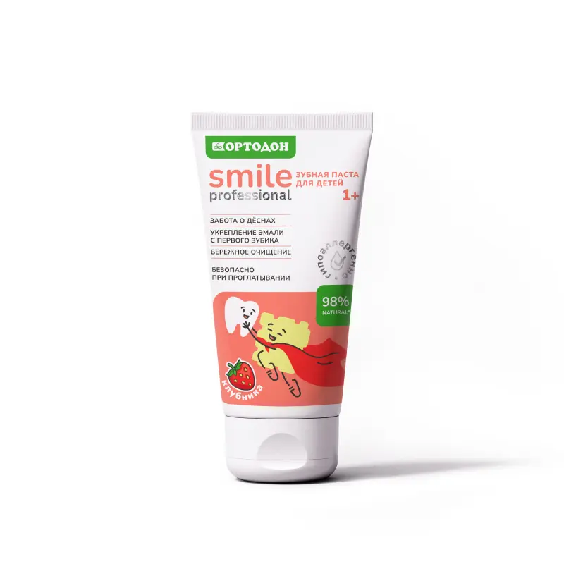 Зубная паста для детей ОРТОДОН Smile professional 1+ со вкусом Клубники 50 мл