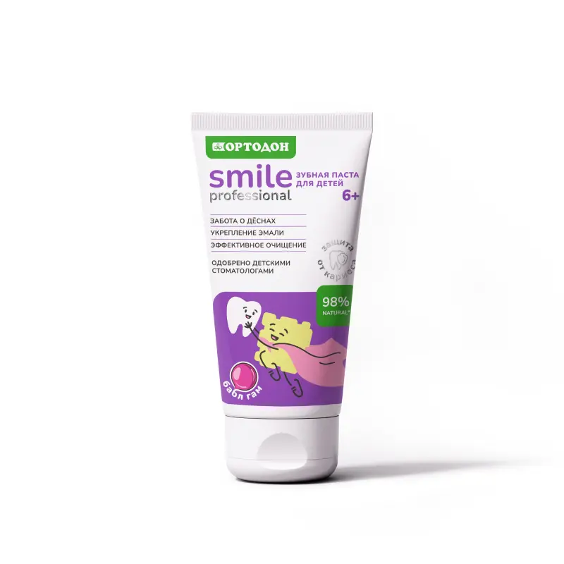 Зубная паста для детей ОРТОДОН Smile professional 6+ со вкусом Бабл-гам 50 мл
