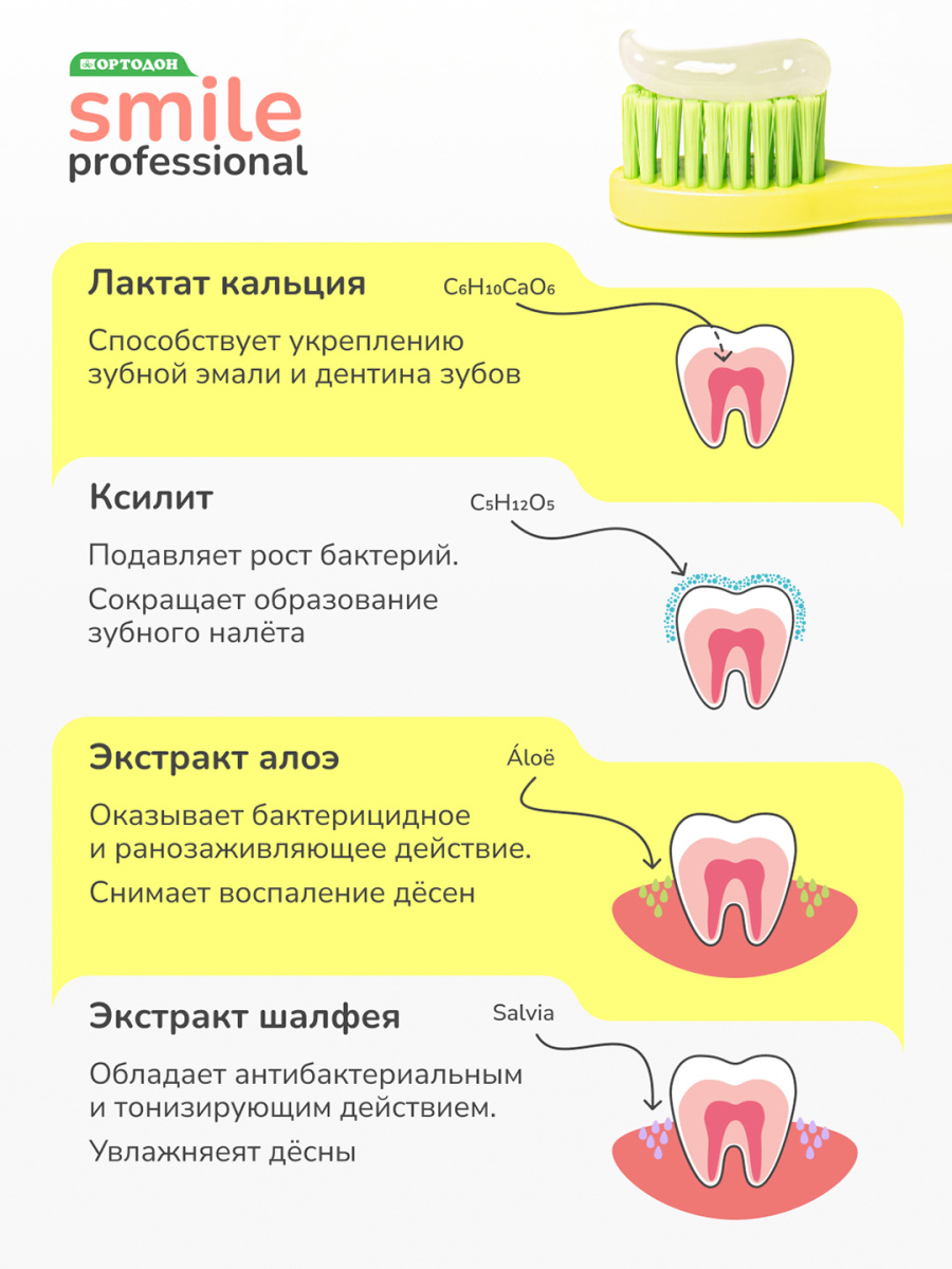 Зубная паста для детей ОРТОДОН Smile professional 1+ со вкусом Клубники 50 мл